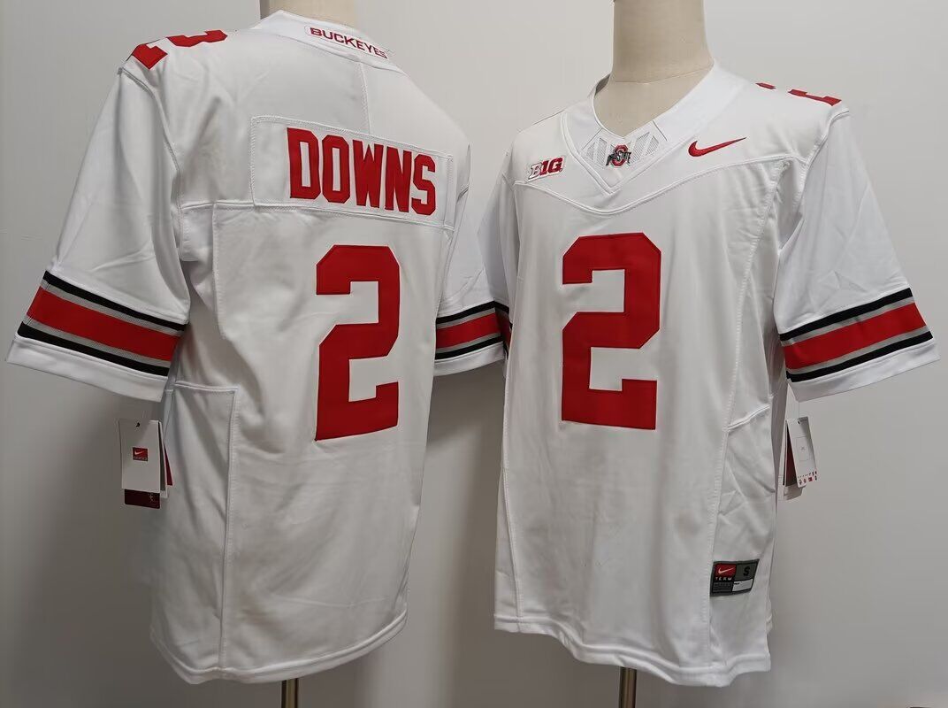 2024 NCAA Men Ohio State Buckeyes #2 Caleb Downs white Nike jersey